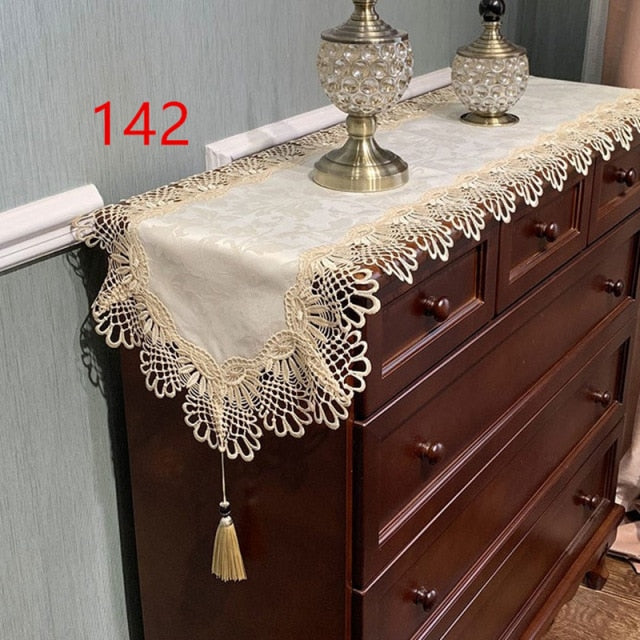 Europe Embroidered Coffee Table flag Table Runner Home Fabric TV Cabinet Tablecloth Dust Cover Lace Table cloth Bed Runner