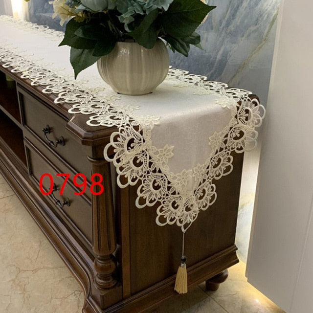 Europe Embroidered Coffee Table flag Table Runner Home Fabric TV Cabinet Tablecloth Dust Cover Lace Table cloth Bed Runner