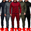 2PCS Men Tracksuit Sport Jacket+Pants Casual Sport Jogging Athletic Trainer Suit