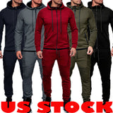 2PCS Men Tracksuit Sport Jacket+Pants Casual Sport Jogging Athletic Trainer Suit