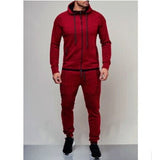 2PCS Men Tracksuit Sport Jacket+Pants Casual Sport Jogging Athletic Trainer Suit