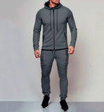 2PCS Men Tracksuit Sport Jacket+Pants Casual Sport Jogging Athletic Trainer Suit