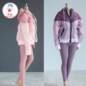 HOTPLUS HP065 HP064 1/6 Scale Female Soldier Sportwear Suit pink Jacket Yoga Pencil Pants for 12 inch Action Figure Body doll