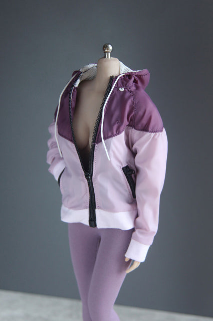 HOTPLUS HP065 HP064 1/6 Scale Female Soldier Sportwear Suit pink Jacket Yoga Pencil Pants for 12 inch Action Figure Body doll