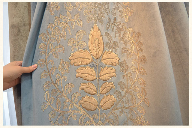 2022 American French Curtains for Living Room Bedroom European Luxury Curtains Neo-classical High-end Chenille Embroidery Velvet