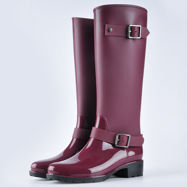 NEW PVC Ladies Waterproof Rain Boots Women Rubber Breathable Fashion Knee High Anti-slip Rainboots Water Shoes Female