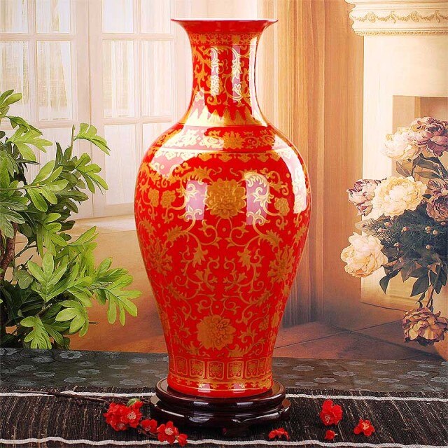 Jingdezhen Vase Floor Ceramic Black Golden Antique Large Vase Home Furnishing Articles Sitting Room Large Floor Vases