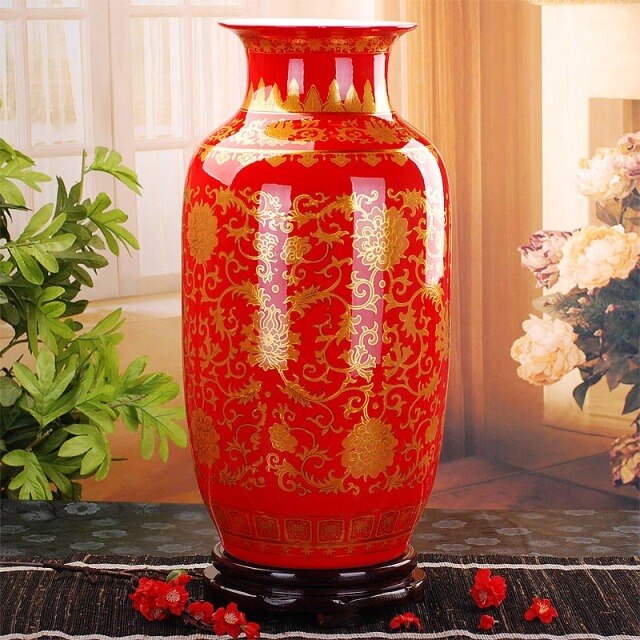 Jingdezhen Vase Floor Ceramic Black Golden Antique Large Vase Home Furnishing Articles Sitting Room Large Floor Vases