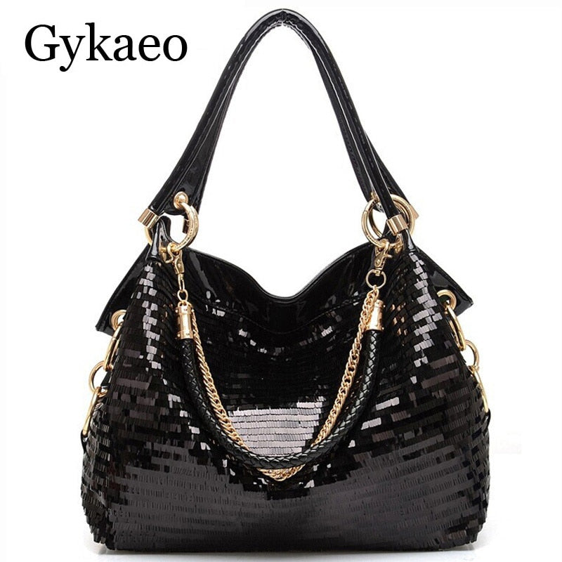 Fashion Leather Women Sequined Handbags High-grade Sequins Ladies Shiny Handbags Chain Shoulder Bag Famous Brand Designer Totes