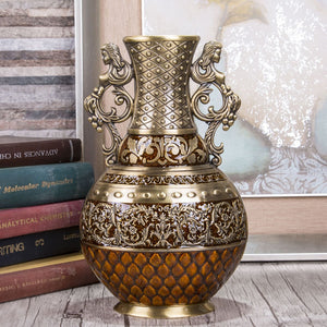Europe H25CM bronze color vintage vase home decoration floor vase alloy metal flower vase for home decoration table vase 012A